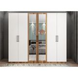 Baramolife GAB10 Bar 6 Kapaklı Ceviz Beyaz 180 cm Gardrop