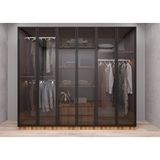 Baramolife GACL4 Life Camlı 6 Kapaklı Ceviz 210 cm Gardrop