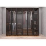 Baramolife GACS4 Süper Camlı 6 Kapaklı Ceviz 240 cm Gardrop
