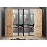 Baramolife GACT3 Trend Camlı 6 Kapaklı Çam 250 cm Gardrop