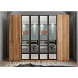 Baramolife GACT5 Trend Camlı 6 Kapaklı Ceviz 270 cm Gardrop
