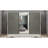 Baramolife GRI11 Işıltı Sürgülü Beyaz Füme 180 cm Gardrop
