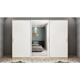 Baramolife GRI7 Işıltı Sürgülü Meşe Beyaz 270 cm Gardrop