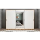 Baramolife GRI8 Işıltı Sürgülü Ceviz Beyaz 208 cm Gardrop