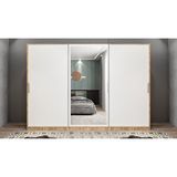 Baramolife GRI9 Işıltı Sürgülü Çam Beyaz 240 cm Gardrop