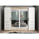 Baramolife GRM14 Mükemmel Sürgülü Çekmeceli Kapaklı Çam Beyaz 270 cm Gardrop