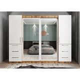 Baramolife GRM9 Mükemmel Sürgülü Çekmeceli Kapaklı Ceviz Beyaz 270 cm Gardrop