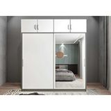 Baramolife GRS6 Süper Sürgülü Antrasit Beyaz 180 cm Gardrop