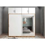 Baramolife GRS7 Süper Sürgülü Ceviz Beyaz 180 cm Gardrop
