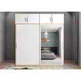Baramolife GRS9 Süper Sürgülü Meşe Beyaz 180 cm Gardrop