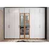 Baramolife GSS9 Süper Sekiz Kapaklı Ceviz Beyaz 280 cm Gardrop