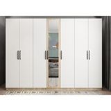 Baramolife GYL9 Life Yedi Kapaklı Meşe Beyaz 245 cm Gardrop