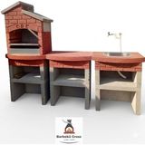 Barbekü Gross 70 Lik Hazır Beton Barbekü Lavabolu Masalı - Gri - Kırmızı