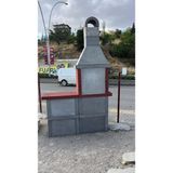 Barbekü Gross 80 Lik Hazır Beton Barbekü Davlumbazlı Masalı - Gri - Kırmızı
