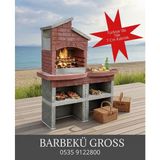 Barbekü Gross Mangal Beton Barbekü 70 Lik Çatı Model Masalı - Gri - Kırmızı