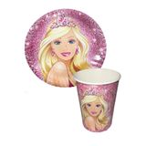 Barbie 8 Tabak, 8 Bardak, Parti Malzemeleri Barbie Doğum Günü Parti Tabağı Bardağı