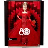 Barbie 80.yıl JBJ17 Dönümü Koleksiyon Sarışın Model Bebek Kırmızı Elbise ile Özel Tasarım