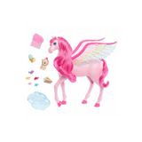 Barbie A Touch Of Magic Peggy ve Aksesuarları Yavru köpek ile ışıklı ve sesli oyuncak atıyla HLC40