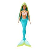 Barbie Bebek Mavi ve sarı renkli saçları, turkuaz kuyruğu ve saç aksesuarıyla Barbie deniz kızı bebek HRR03