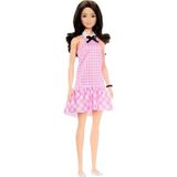 Barbie Bebek Pötikare Pembe Elbisesi Ve Aksesuarlarıyla Siyah Saçlı Fashionistas Bebek Hrh21