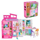Barbie Bebek Ve Evi Oyun Seti; Mutfak, Banyo, Çatı Katı Yatak Odası Ve Salon Dahil 4 Oyun Alanı Bulunan Yazlık Ev, 11 Dekorasyon Aksesuarı, Hrj