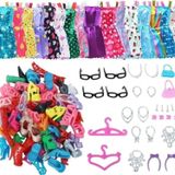 Barbie Bebekler İçin 42 Parça Aksesuar Kıyafet Ayakkabı Çanta Askı Gözlük Seti