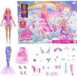 Barbie - Bebekli Noel takvimi ve tek boynuzlu at ve hayvanlarla birlikte 24 sürpriz aksesuar, moda bebek bir deniz kızı, peri ve daha fazlasına dönüştürülebilir. JFL66