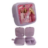 Barbie Beslenme Kutusu Lila 4 Bölmeli Kız Figürlü 1 Adet Yemek Saklama Kabı Lila Beslenme Çantası