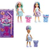 Barbie Chelsea Pop Reveal bebek seti, Atıştırmalık Serisi, kokulu küçük bebek, karnına bastırılabilen evcil hayvan oyuncağı ve renk değişimi eğlencesi dahil 5 farklı sürpriz, JFY01