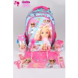 Barbie DEKOMUS İLE LİSANSLI "PEMBE MAVİ PRENSES KOLEKSİYONU" BARBIE 3 BÖLMELİ OKUL ÇANTASI VE KIRTASİYE SETİ