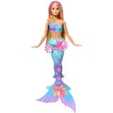 Barbie deniz kızı oyuncakları, Sürpriz çiçek açma özelliğiyle renk geçişli kuyruğu, incili saç bandı ve pembe röfleli uzun sarı saçları olan, JDM72