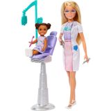 Barbie Diş Hekimi, sarışın bebek, 1 çocuk figürü, doktor temalı mobilya ve aksesuarlar JCR74