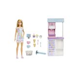 Barbie Dondurma Dükkanı Oyun Seti, 30 Cm Sarışın Bebek, 2 Kutu Oyun Hamuru, 2 Kase, 2 Külah, 3 Dekor