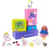 Barbie Extra Mini Ve Hayvan Dostları'nın Seyahat Maceraları Oyun Seti, 2 Yavru Köpek Ve Barbie Extra Mini Bebek, Havuz, Kaydırak, Parti Salonu Ve
