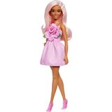 Barbie Fashionistas Oyuncak Bebek No. 238, Pastel Pembe Saçlı, Gül Üstlü, Askısız Elbise, Inci Saç T