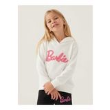 Barbie Kız Çocuk Kapüşonlu Sweatshirt 3-7 Yaş Krem