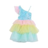 Barbie Kız Çocuk Payetli Abiye Elbise, 7-8 Yaş, 5003327138, Çok Renkli, Kız Çocuklar
