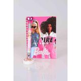 Barbie Lisanslı Barbıe Çizgili Not Defteri Kalp Başlıklı Uçlu Kalem 0 7 mm ve Silgi Seti - Pembe - 1