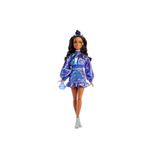 Barbie Metalik mavi bluz ile etek giyen ve aksesuarlar takan kahverengi saçlı Barbie Stil İkonu bebek (7)