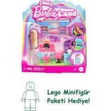 Barbie Mini BarbieLand koleksiyona uygun oyun seti, 4 cm'lik bebek, aynalı kuaför tezgahı, şampuan bölümü ve hikaye anlatımına yönelik karşılama masası ile Kuaför Salonu, JCR32