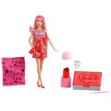 Barbie Parti Paketi bebek ve aksesuarlar, Muhteşem Parti serisi, renk değişimi dahil 10 sürpriz, kırmızı renk ve ışıltı teması, JFY68