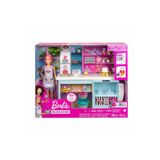 Barbie Pasta Dükkanı Oyun Seti Ve Pembe Saçlı, Minyon 30 Cm Bebek, Fırın Standı, Pasta Yapma Özelliğ