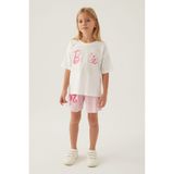 Barbie Patterned Krem Kız Çocuk Şort Takım - 4 - 5 Yaş