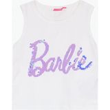 Barbie Payetli Ekru Kız Çocuk T-Shirt BRB6SG-TST6462