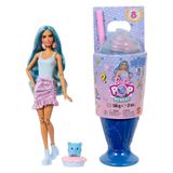 Barbie Pop Reveal Serisi bebek ve aksesuar seti, Atıştırmalık Serisi, Kapkek Düşkünü Havalı Kız ve evcil hayvanı, renk değişimi dahil 8 sürpriz, JFY61