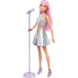 Barbie Pop Star Bebek Mikrofon ile Kız Çocuklar İçin Eğlenceli Oyun Seti Renkli Tasarım