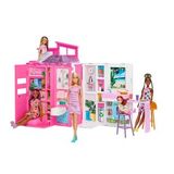 Barbie Portatif Tatil Evi Bebek ve Oyun Seti HRJ77 (Karışık)