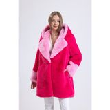 Barbie Serisi Özel Tasarım Kürk Manto Kaban (Ekstra Kalın, Yüksek Gramaj) - Pembe - 38