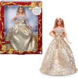 Barbie Signature bebek, gümüş ve altın rengi elbise giyen sarı saçlı Barbie 2025 Mutlu Yıllar bebeği, sezona özel koleksiyonluk hediye, sergilenebilir ambalaj ve bebek standı, JBH95