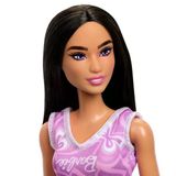 Barbie Şık Pembe Elbiseli Siyah Saçlı Eklemleri Hareketli 30Cm Model Oyuncak Bebek